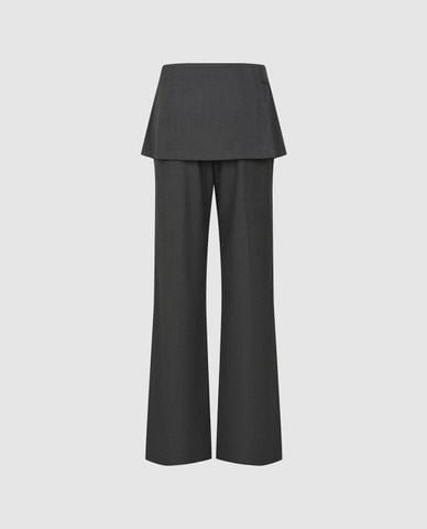  URBAN REVIVO - Quần nữ ống rộng phối váy ngắn layer 