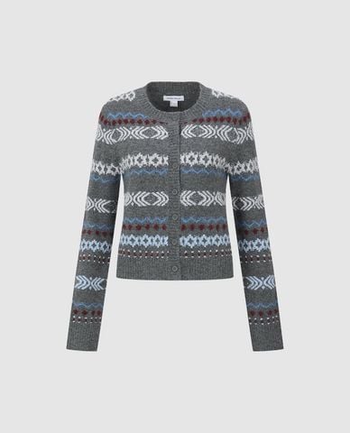  URBAN REVIVO - Áo khoác cardigan nữ cổ tròn phom ôm 