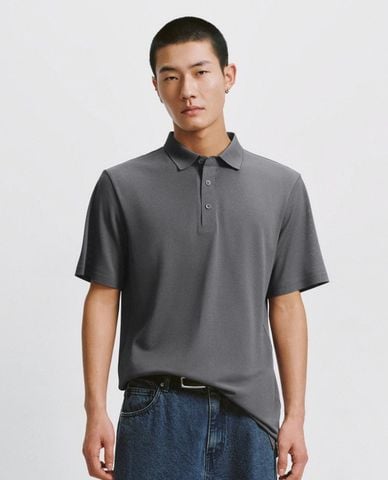  URBAN REVIVO - Áo polo nam cổ bẻ tay ngắn hiện đại 