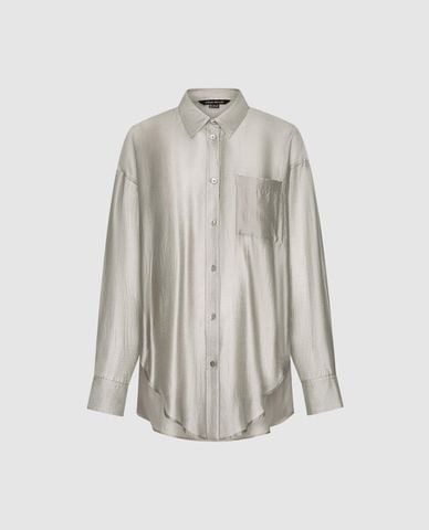  URBAN REVIVO - Áo sơ mi nữ cổ bẻ tay dài phối túi 