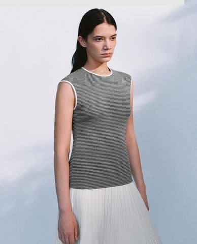  URBAN REVIVO - Áo sát nách nữ cổ tròn kẻ sọc 