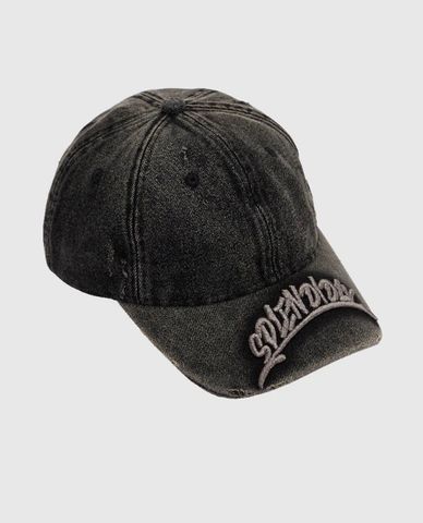  URBAN REVIVO - Nón bóng chày nam wash bạc Letter Embossed Denim 