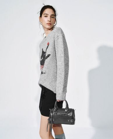  URBAN REVIVO - Túi xách nữ phom chữ nhật phối dây rút 