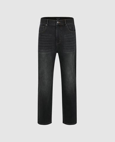  URBAN REVIVO - Quần jeans nam ống đứng wash bạc 