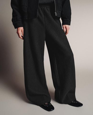  URBAN REVIVO - Quần nữ ống rộng lưng thun 