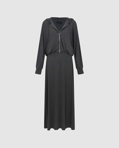  URBAN REVIVO - Đầm midi tay dài phối áo khoác hoodie 