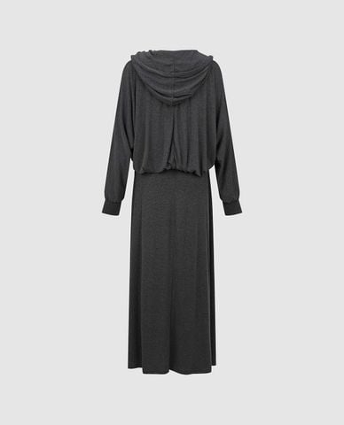  URBAN REVIVO - Đầm midi tay dài phối áo khoác hoodie 