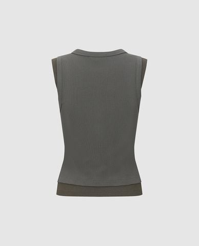  URBAN REVIVO - Áo sát nách nữ cổ tròn phom ôm 