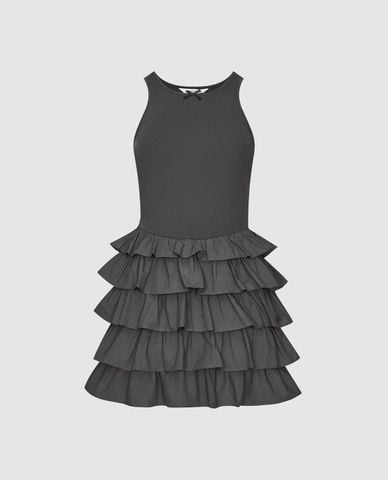  URBAN REVIVO - Đầm sát nách mini xếp tầng 