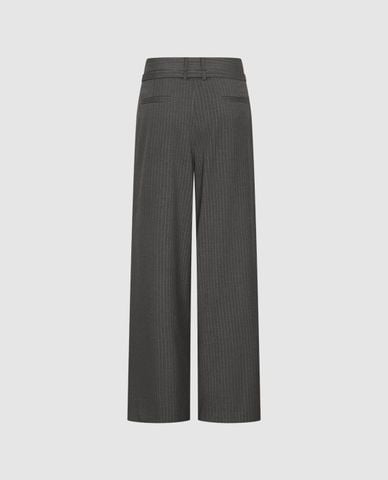  URBAN REVIVO - Quần nữ ống rộng xếp li kẻ sọc 