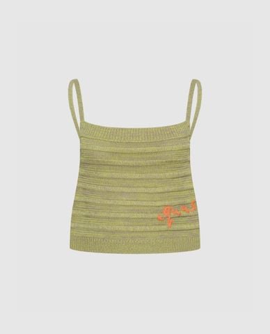  URBAN REVIVO - Áo hai dây nữ dệt kim phom croptop 