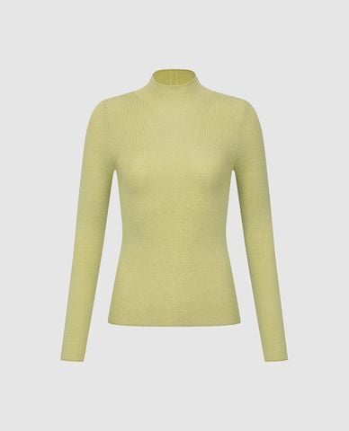  URBAN REVIVO - Áo dệt kim nữ cổ cao tay dài 