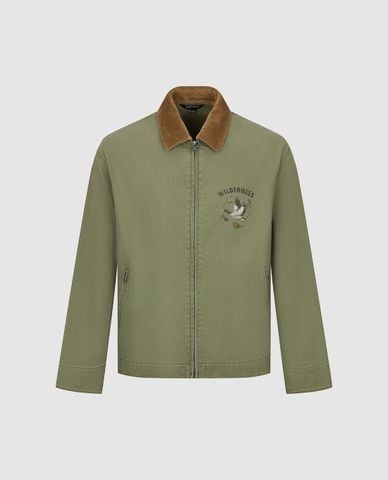  URBAN REVIVO - Áo khoác sơ mi nam tay dài phối zip 