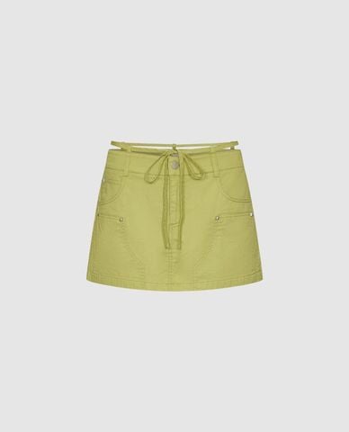  URBAN REVIVO - Chân váy chữ A mini phối dây rút 