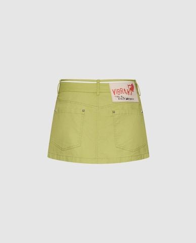  URBAN REVIVO - Chân váy chữ A mini phối dây rút 