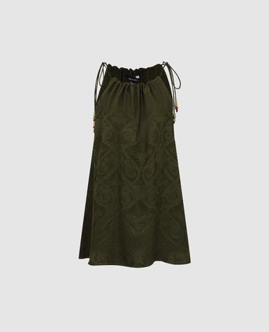  URBAN REVIVO - Áo kiểu nữ cổ yếm họa tiết paisley 