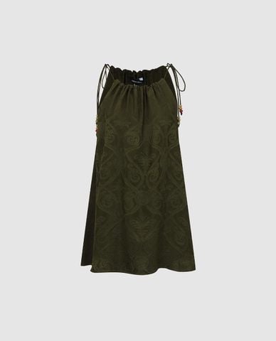  URBAN REVIVO - Áo kiểu nữ cổ yếm họa tiết paisley 
