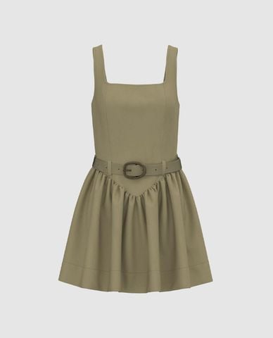  URBAN REVIVO - Đầm hai dây mini phối thắt lưng 