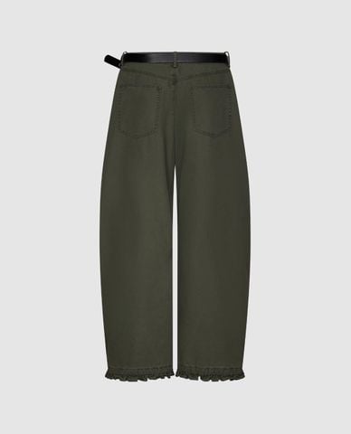  URBAN REVIVO - Quần jeans nữ ống rộng kèm thắt lưng 