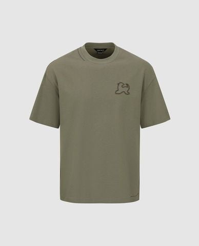  URBAN REVIVO - Áo thun nam cổ tròn tay ngắn thêu họa tiết 