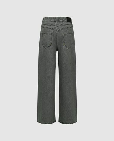  URBAN REVIVO - Quần jeans nữ ống rộng trẻ trung 