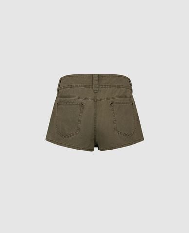  URBAN REVIVO - Quần short jeans nữ giả váy đính khuy 