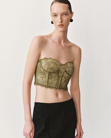  URBAN REVIVO - Áo kiểu nữ cúp ngực phối ren 