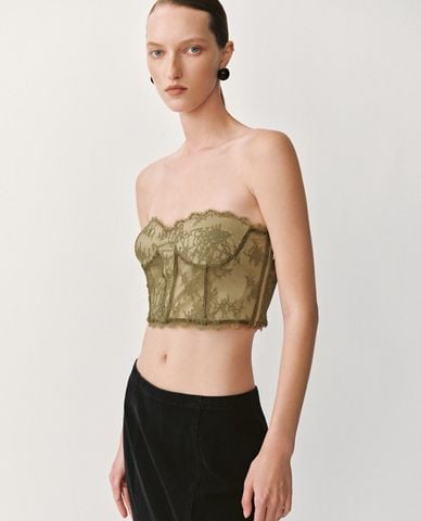  URBAN REVIVO - Áo kiểu nữ cúp ngực phối ren 