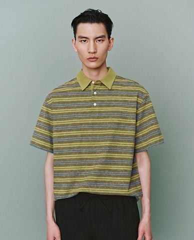  URBAN REVIVO - Áo polo nam tay ngắn sọc ngang 