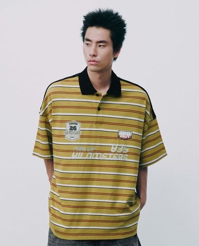 URBAN REVIVO - Áo polo nam thể thao tay ngắn kẻ sọc 