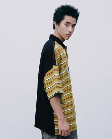  URBAN REVIVO - Áo polo nam thể thao tay ngắn kẻ sọc 