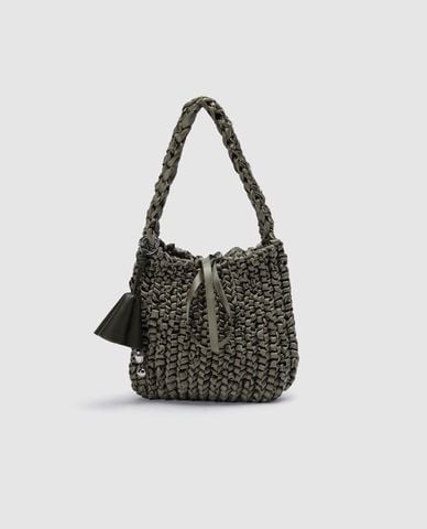  URBAN REVIVO - Túi đeo vai nữ quai bện phối chram 