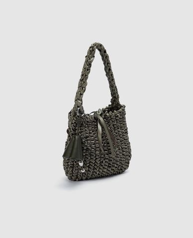  URBAN REVIVO - Túi đeo vai nữ quai bện phối chram 