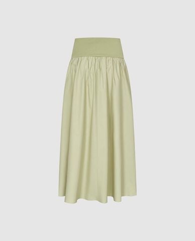  URBAN REVIVO - Chân váy maxi phom suông lưng thun 