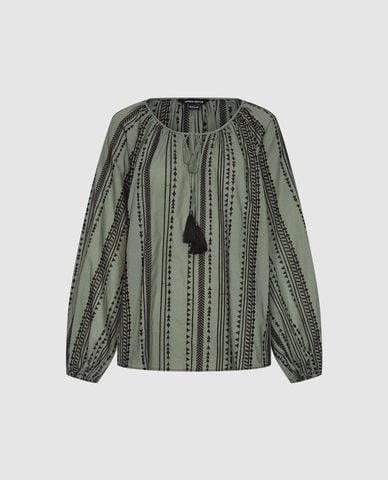  URBAN REVIVO - Áo kiểu nữ tay phồng họa tiết bohemian 