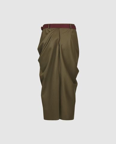  URBAN REVIVO - Chân váy midi xếp nếp kèm thắt lưng 