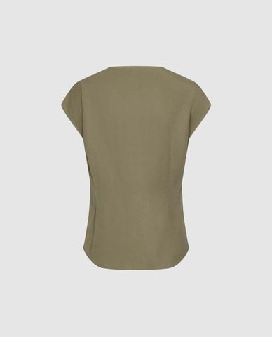  URBAN REVIVO - Áo kiểu nữ cổ V xoắn eo thanh lịch 