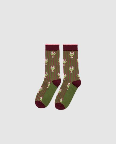  URBAN REVIVO - Vớ nữ cổ cao họa tiết hoa 