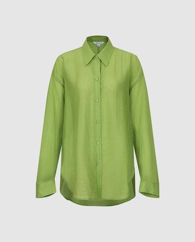  URBAN REVIVO - Áo sơ mi nữ cổ bẻ tay dài phom suông 