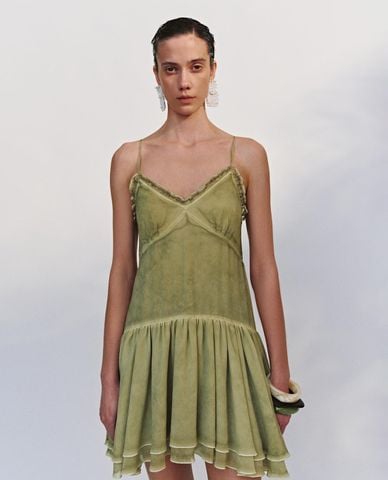  URBAN REVIVO - Đầm hai dây mini phối bèo nhún 