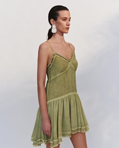  URBAN REVIVO - Đầm hai dây mini phối bèo nhún 