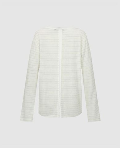  URBAN REVIVO - Áo thun nữ cổ tròn tay dài kẻ sọc 