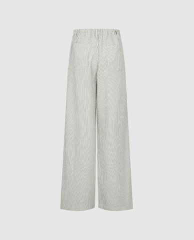  URBAN REVIVO - Quần jeans nữ ống rộng phối dây rút 