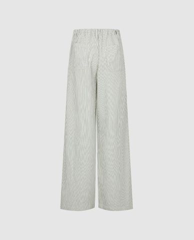  URBAN REVIVO - Quần jeans nữ ống rộng phối dây rút 