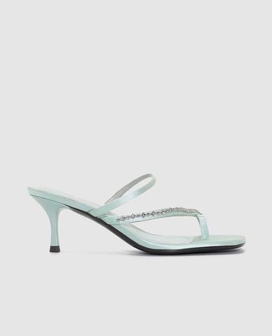  URBAN REVIVO - Giày mules cao gót nữ mũi vuông xỏ ngón 