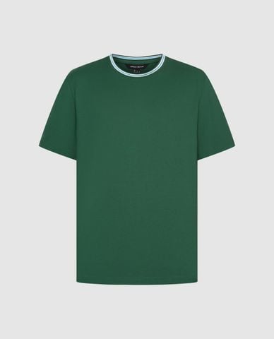  URBAN REVIVO - Áo thun nam cổ tròn tay ngắn phối viền 