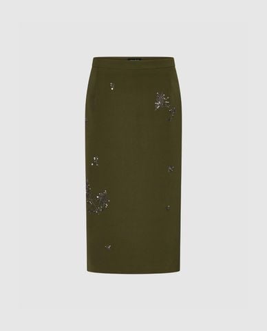  URBAN REVIVO - Chân váy bút chì midi đính đá 