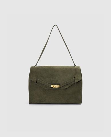  URBAN REVIVO - Túi đeo vai nữ phom chữ nhật nắp gập khóa xoay 