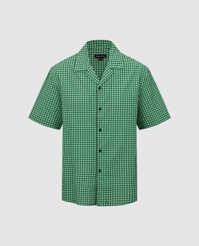  URBAN REVIVO - Áo sơ mi nam cổ bẻ tay ngắn sọc caro 