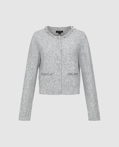  URBAN REVIVO - Áo khoác cardigan nữ tay dài đính đá 